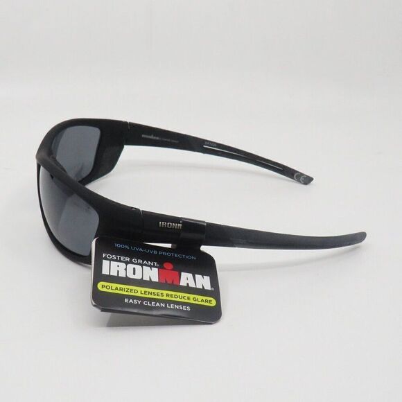 Polarized Foster Grant Ironman Zeal New Black/Gray Sunglasses with pouch - Picture 4 of 6